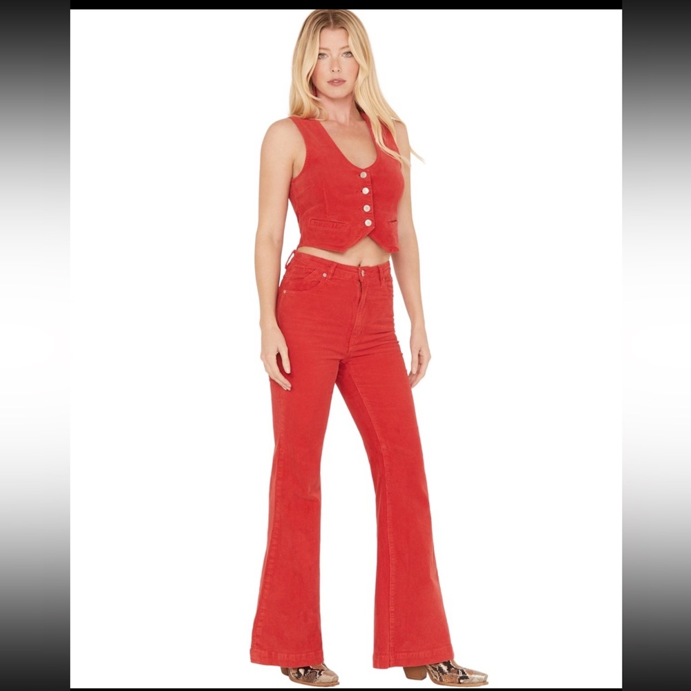 Rolla's Red Corduroy Flare Pants - Picture 2 of 3